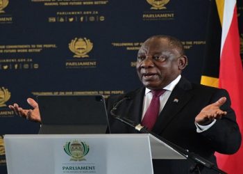 President Cyril Ramaphosa appears before the National COuncil of Provinces in the Ugu district in KwaZulu-Natal on 18 November 2022.