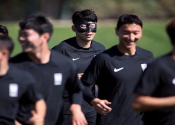 South Korea's Son Heung-min during training.