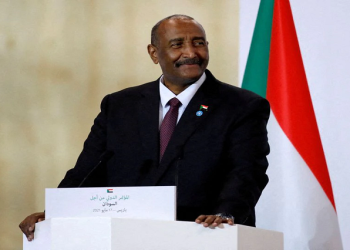 Sudan's Sovereign Council Chief General Abdel Fattah al-Burhan attends a news conference during a visit to Paris, France, May 17, 2021.