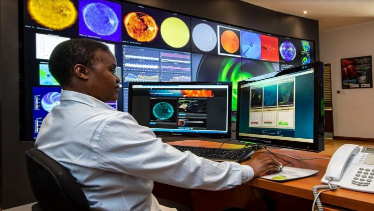 An employee at work at the South African National Space Agency.