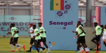 [File Image] : General view of Senegal players during training