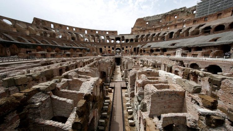 View of the Colosseum dungeons which have been restored in a multi-million euro project sponsored by fashion group Tod's in Rome, Italy, June 24 2021.