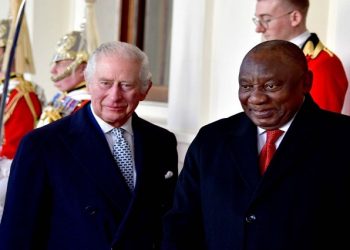 President Cyril Ramaphosa shares  a photo opportunity with Britain's King Charles III.