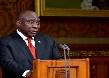 President Cyril Ramaphosa delivers an address to the Joint Sitting of the British Parliament in the Palace of Westminster in London during the occasion of his State Visit to the United Kingdom of Great Britain and Northern Ireland, November 22, 2022.