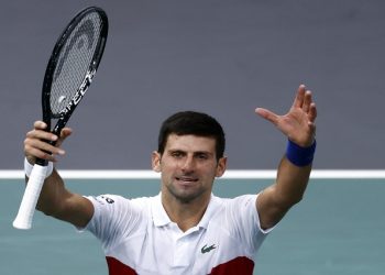 Serbia's Novak Djokovic in action at the Paris Masters.