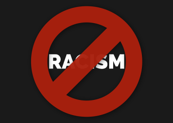 A sign saying no to racism
