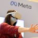 A person uses virtual reality headset at Meta stand during the ninth Summit of the Americas in Los Angeles, California, US, June 8, 2022.