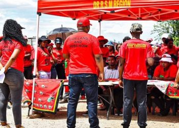 Supporters of the EFF clad in red came in their numbers to hear what the EFF president had to say to them ahead of the bi-elections.