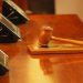 A gavel pictured in a courtroom.