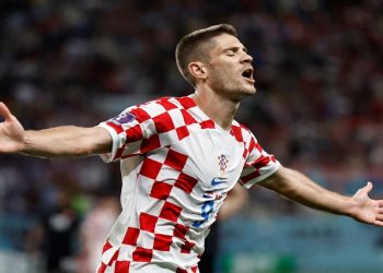 Croatia's Andrej Kramaric celebrates scoring
