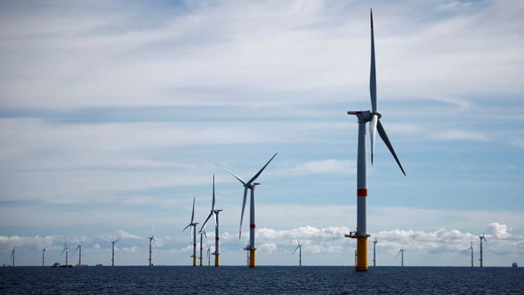 Wind turbines are seen at the Saint-Nazaire offshore wind farm, off the coast of the Guerande peninsula in western France, September 30, 2022.