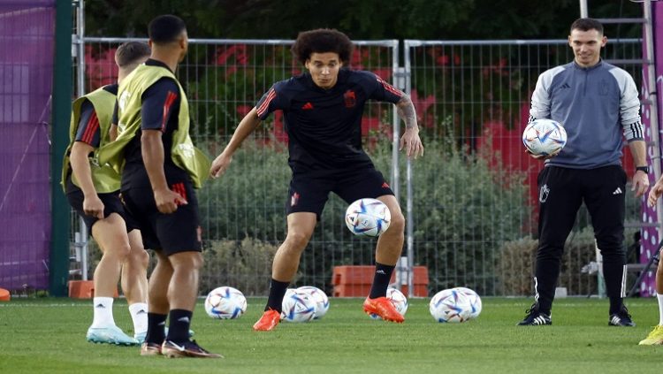 Belgium's Axel Witsel with teammates during training.
