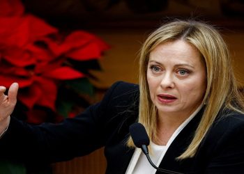 Italy's Prime Minister Giorgia Meloni holds her end-of-year news conference in Rome, Italy, December 29, 2022. REUTERS/Guglielmo Mangiapane