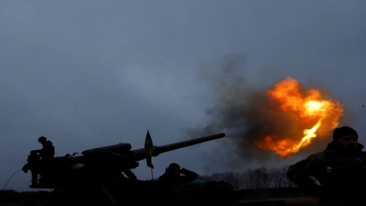 Ukrainian soldiers with the 43rd Heavy Artillery Brigade fire a projectile from a 2S7 Pion self propelled cannon, as Russia's attack on Ukraine continues, during intense shelling on the front line in Bakhmut, Ukraine, December 26, 2022.
