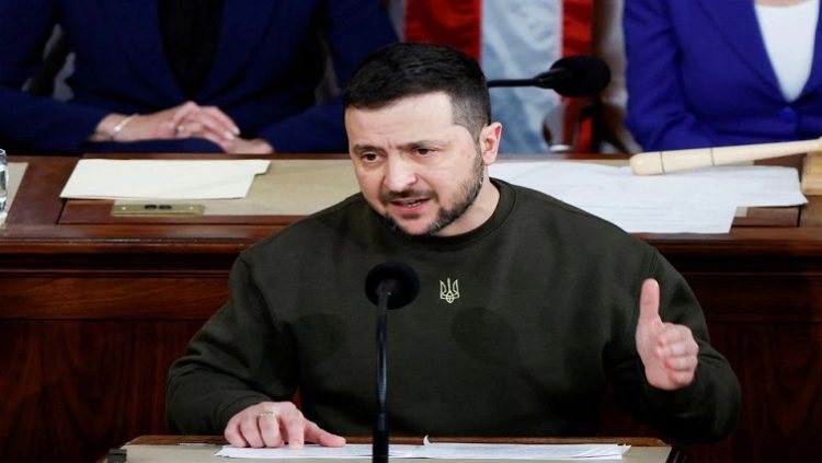 Ukraine's President Volodymyr Zelenskiyy addresses a joint meeting of the US Congress in the House Chamber of the US Capitol in Washington, US, December 21, 2022.