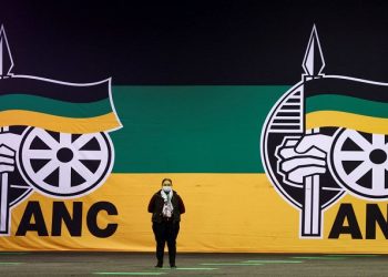 A delegate looks on as South Africa's governing African National Congress (ANC) holds a national policy conference at the Nasrec Expo Centre in Johannesburg, South Africa.