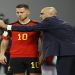 Belgium coach Roberto Martinez gives instructions to Eden Hazard before he comes on as a substitute