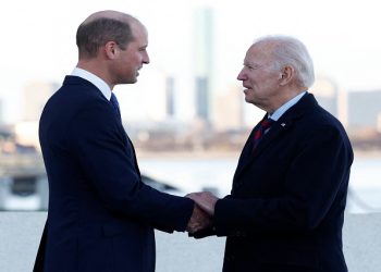 US President Joe Biden meets Britain's Prince William, Prince of Wales at the John F. Kennedy Library and Museum in Boston, Massachusetts, US December 2, 2022.