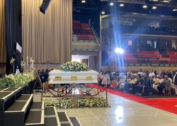 Mampintsha's coffin at his funeral service