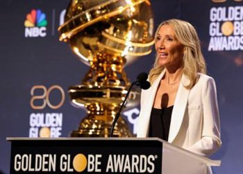 Hollywood Foreign Press Association (HFPA) President Helen Hoehne speaks during the 80th Annual Golden Globe Awards Nominations...