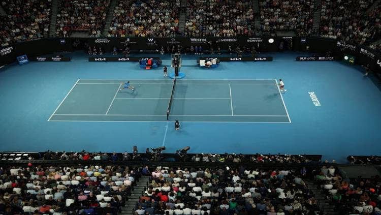 General view during the final match between Serbia's Novak Djokovic and Greece's Stefanos Tsitsipas, Australian Open Men's Singles Final, Melbourne Park, Melbourne, Australia - January 29, 2023.