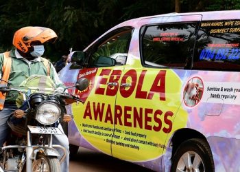 An anti-Ebola advocacy van drives along Kyadondo road amid the Ebola outbreak and alert in Kampala, Uganda October 27, 2022.
