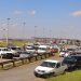 Traffic police conduct a road black at the N1 Grasmere Toll Plaza in Lenasia.