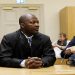 Gibril Massaquoi of Sierra Leone attends a hearing of an international war crime case against him in which he is charged of crimes committed during the Liberian civil war between 1999 and 2003, in Turku, Finland, January 10, 2023.
