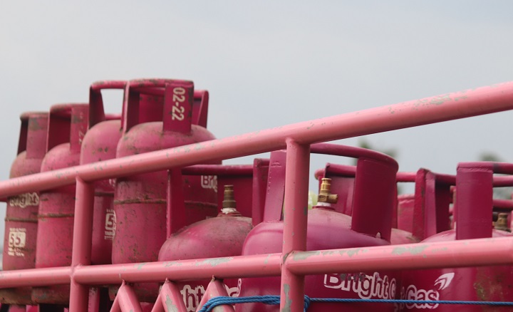 Truck loaded with LPG Gas cylinders