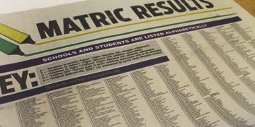 (File Image) Newspaper article listing schools and students' matric results.