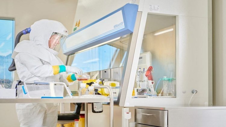 [File photo] An employee of Spiez Lab work in the BSL-4 facility that is available to the World Health Organisation (WHO) as a repository for SARS-CoV-2 viruses or other pathogens with epidemic or pandemic potential.