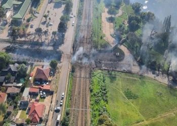 Aerial view of where the devastating gas tanker explosion took place in Boksburg on Saturday, 24 December 2022.