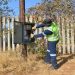 Eskom official removing an illegal connection.