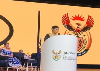 Minister of Basic Education Angie Motshekga at the announcement of the 2022 NSC results