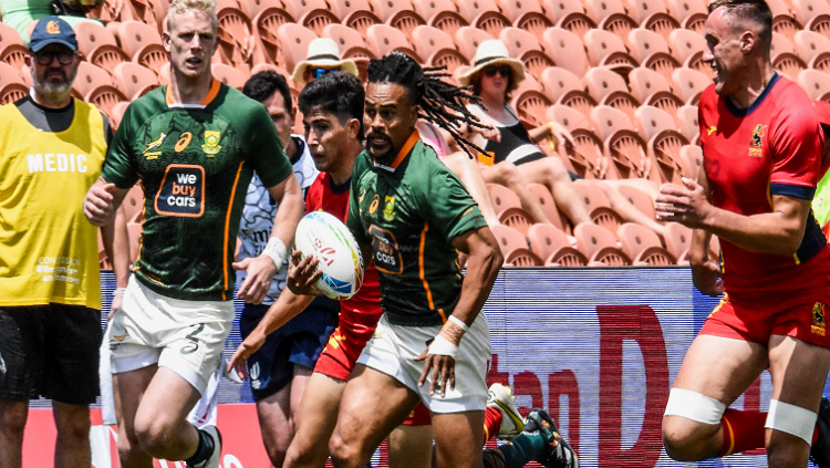 BlitzBoks players in action against Spain.