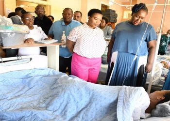 KwaZulu-Natal Premier, Nomusa Dube-Ncube in a hospital ward in KZN congratulating mothers who had given birth to  341 New Year's babies on January 1, 2023.
