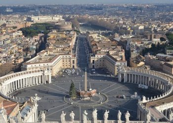 Image of ariel view Saint Peter's Vatican Square in Rome
