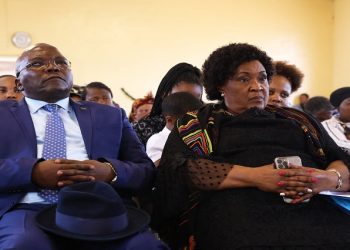 The Premier of Free State, Sisi Ntombela (right) attends funeral of Jagersfontein dam burst victims in September 2022.