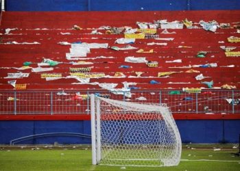 [File Image] : A goalpost is seen after a riot and stampede following soccer match between Arema vs Persebaya at Kanjuruhan stadium in Malang, East Java province, Indonesia.