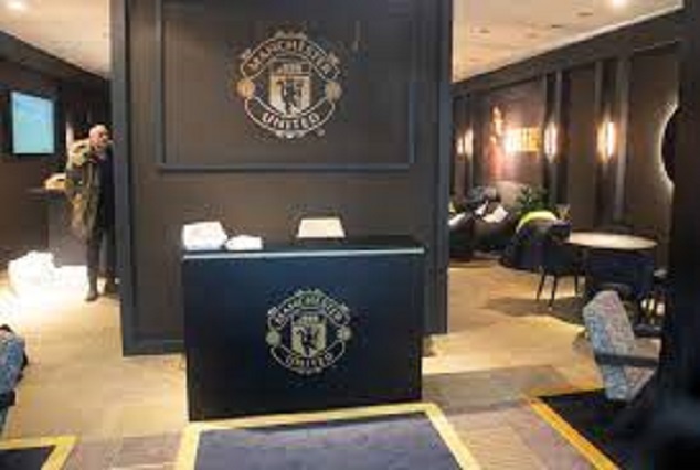 A lounge of British soccer club Manchester United is seen during the World Economic Forum (WEF) 2023 in the Alpine resort of Davos, Switzerland, January 15, 2023. REUTERS/Arnd Wiegmann