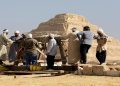 People work at the site after the announcement of the discovery of 4 300-year-old sealed tombs in Egypt's Saqqara necropolis, in Giza, Egypt, January 26, 2023.