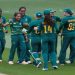 [File Image] South Africa's Shabnim Ismail celebrates with team mates after taking the wicket of England's Sarah Taylor.