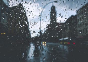 Rain seen on a window.