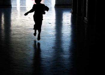 A child running in the passage.