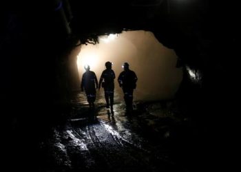 Mine workers underground