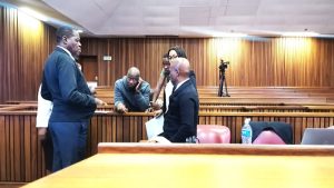 The defense for accused 1 and 2 speaking to the accused in the Senzo Meyiwa murder trial at the high court in Pretoria.