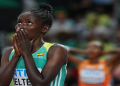 Silver medallist Ethiopia's Diribe Welteji reacts after the final.