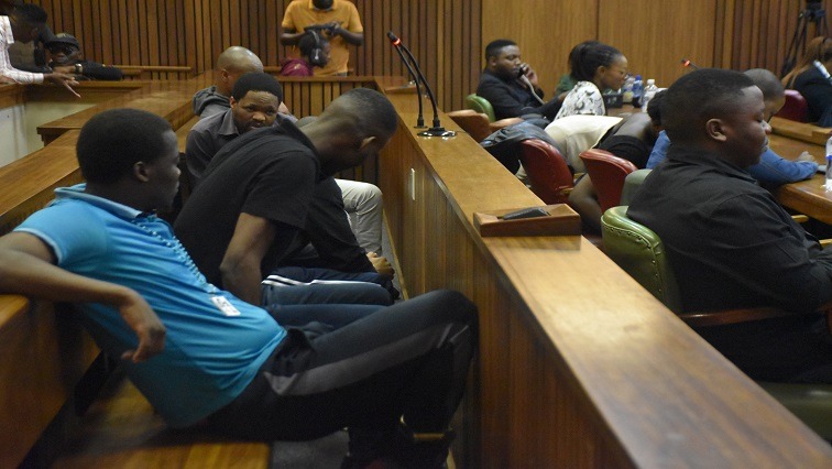 The five accused sitting in the dock during the Senzo Meyiwa murder trial.